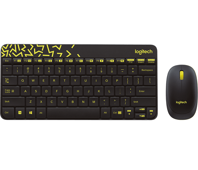 Wireless Keyboard and Mouse Combo MK240 (Black/Chartreuse Yellow)